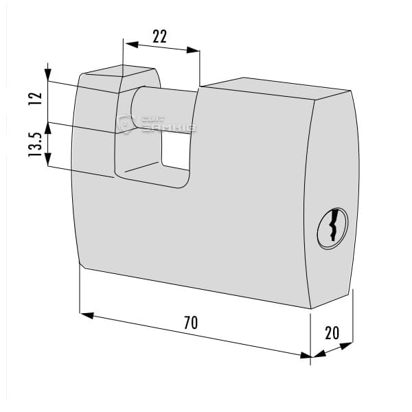CISA Locking Line 21610.70 — креслення, ширина корпусу 70 мм