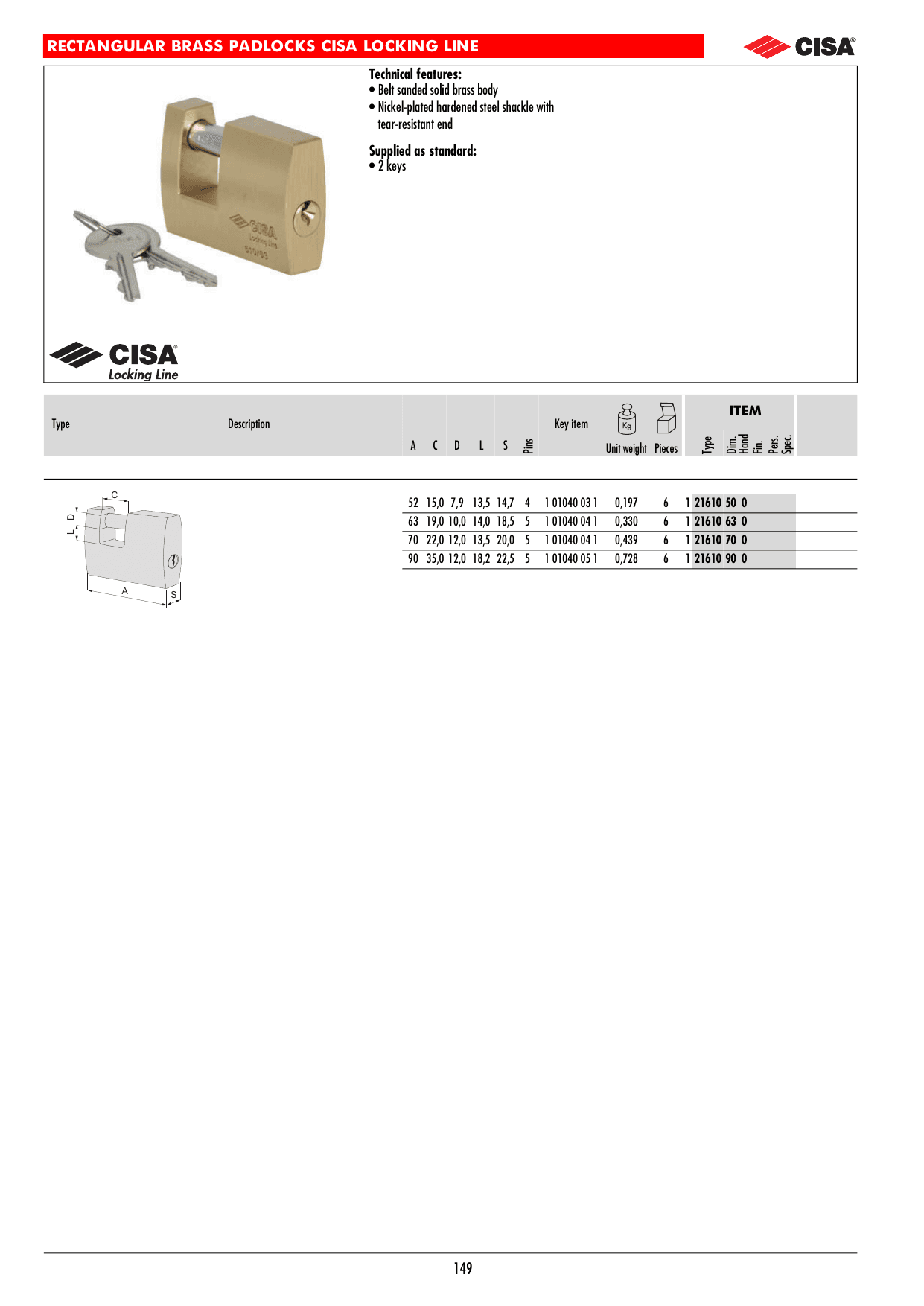 CISA Locking Line — технічний лист
