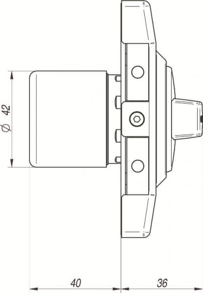 Накладний замок GERDA TYTAN G1000, хром — креслення збоку