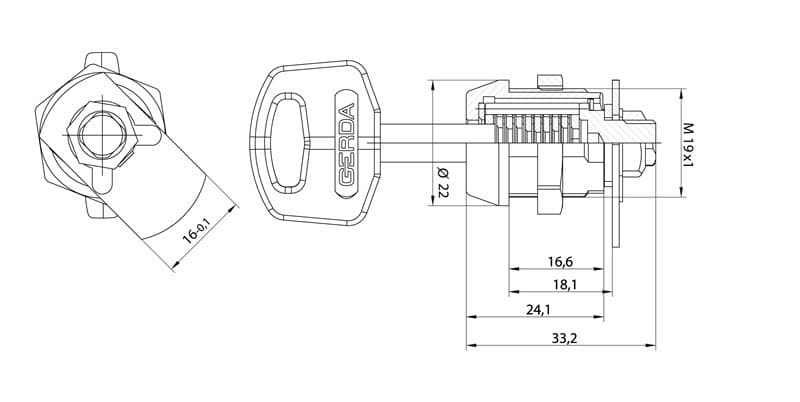 GERDA CL 2203 90*/180* ATEST B — технічний кресленик GERDA