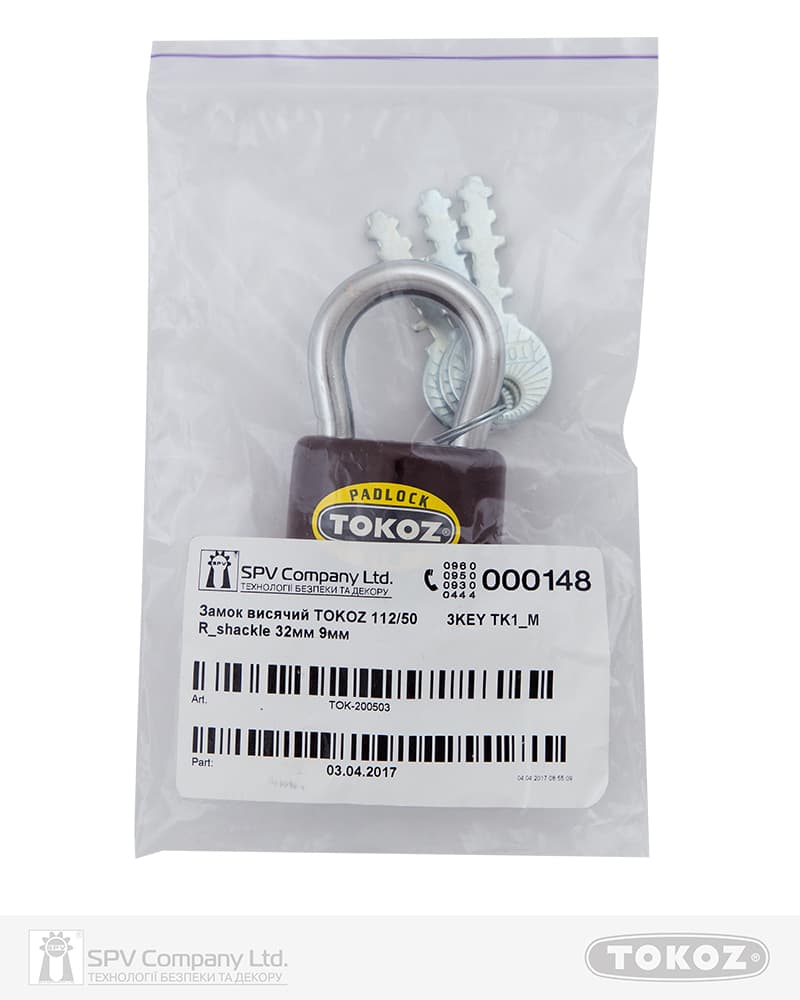 TOKOZ — Замок навісний TOKOZ 112/50 O/K R_shackle 32мм 9мм
