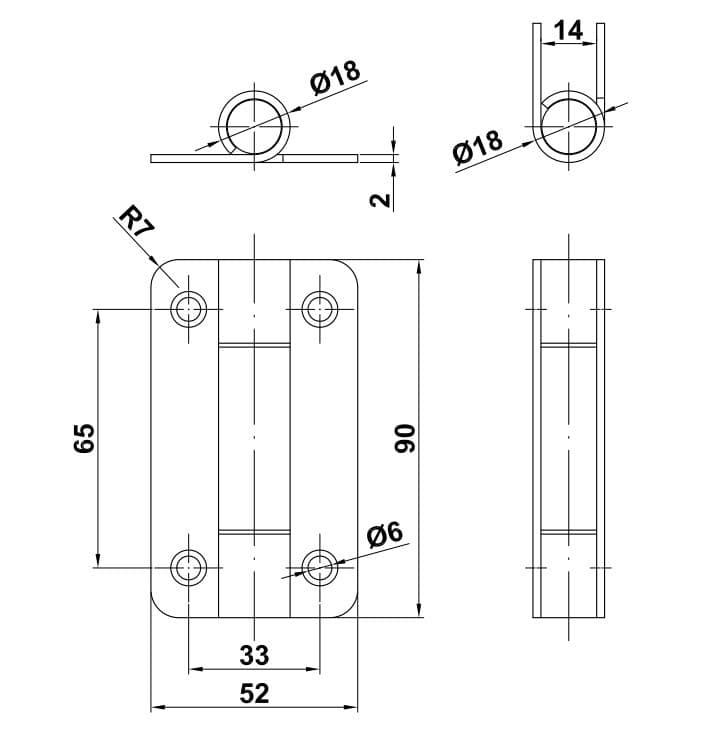 HINGE Петля - дотягувач 90X52X2 мм нержавіюча сталь SS 304 — фото 4