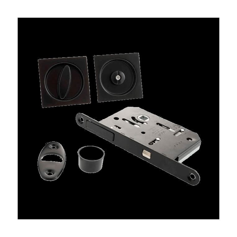 AGB Scivola Тre Class kit A, набір замок/кв.ручка для розсувних дверей, чорний