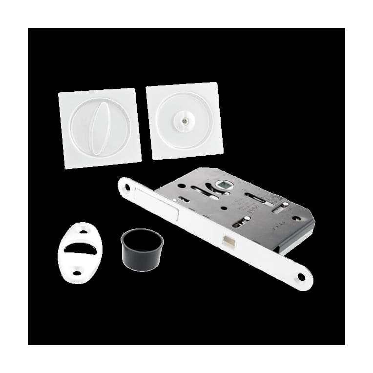 AGB Scivola Тre Class kit A, набір замок/кв.ручка для розсувних дверей, білий