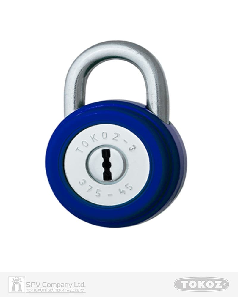 Замок навісний TOKOZ 375/45 3KEY TK1_M NR_shackle 15мм 7мм PB синій