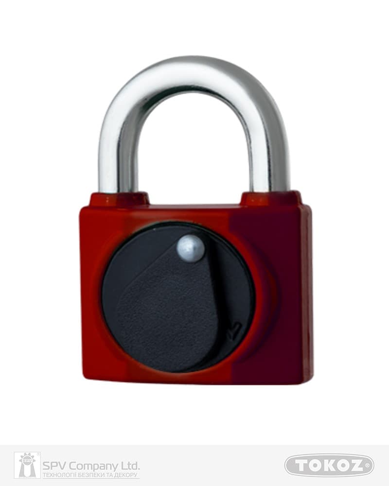 Замок навісний TOKOZ 800/40L 2KEY TK2_M NR_shackle 23мм 7мм PB червоний