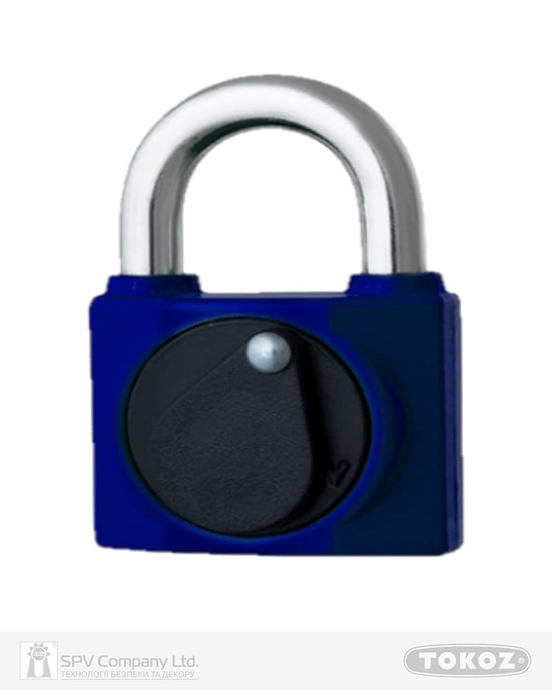 Замок навісний TOKOZ 800/40L 2KEY TK2_M NR_shackle 23мм 7мм PB синій