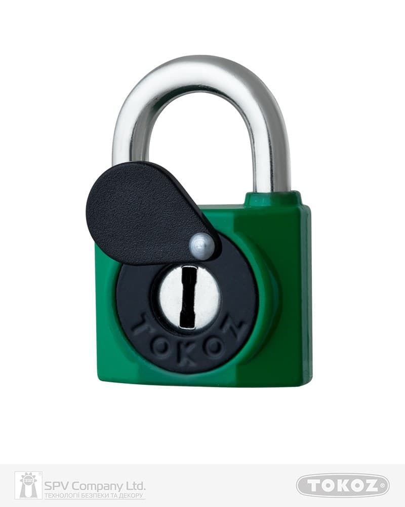 Замок навісний TOKOZ 800/40L 2KEY TK2_M NR_shackle 23мм 7мм PB зелений