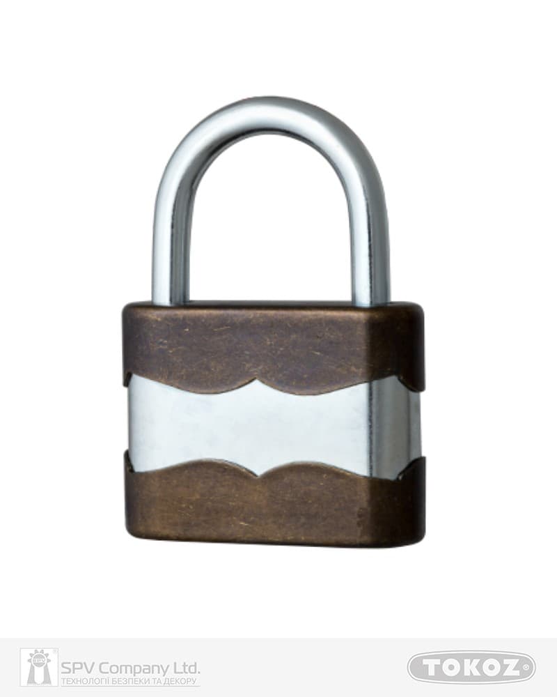 Замок навісний TOKOZ DUPLO_45 2KEY TK3_M NR_shackle 25мм 5,6мм PB бронзовий