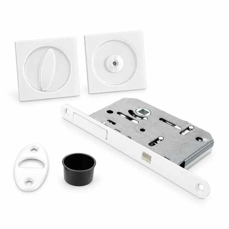 AGB Scivola Tre Class kit A, набір замок/кв.ручка для розсувних дверей, білий