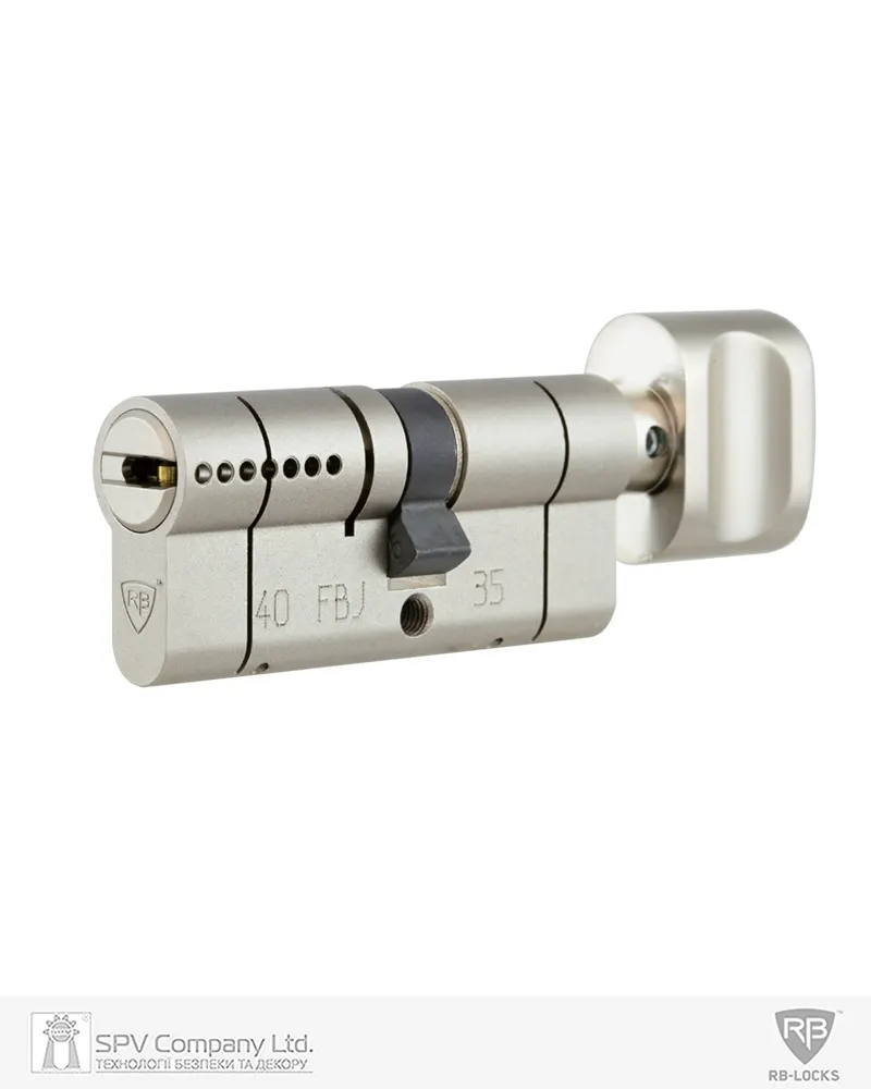 Циліндр RB KEYLOCX 95 мм (40×55) ключ-тумблер, матовий хром