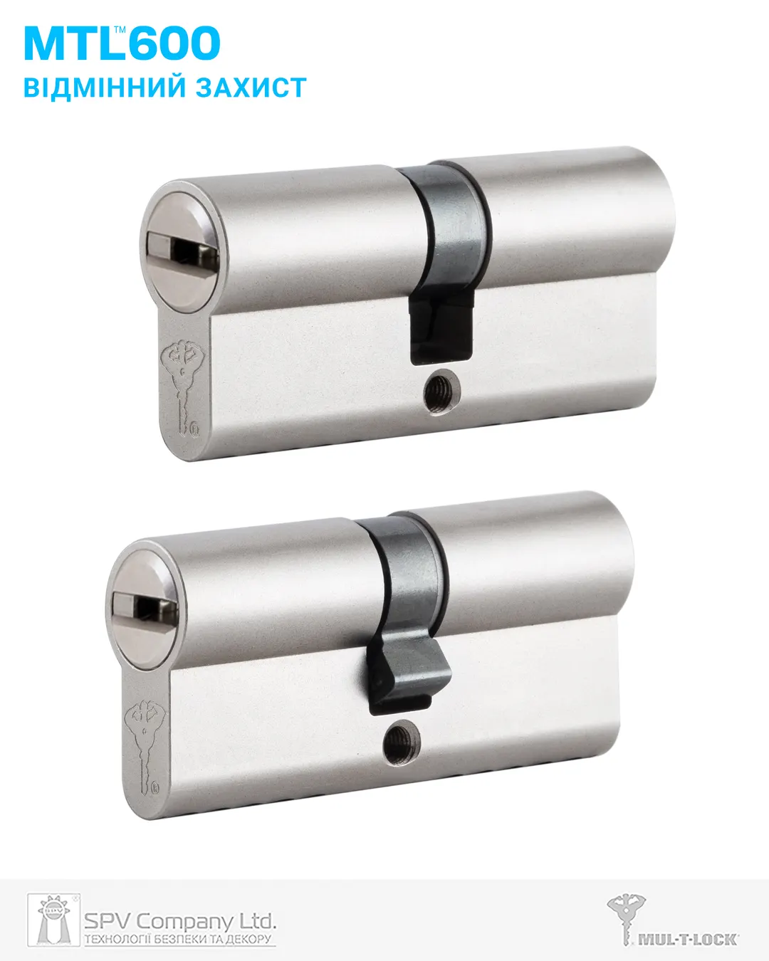 Циліндр MUL-T-LOCK MTL600 XP 76 мм (38×38) ключ-ключ, матовий хром