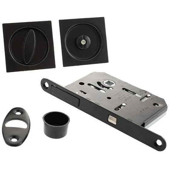 AGB Scivola Tre Class kit A, набір замок/кв.ручка для розсувних дверей, чорний