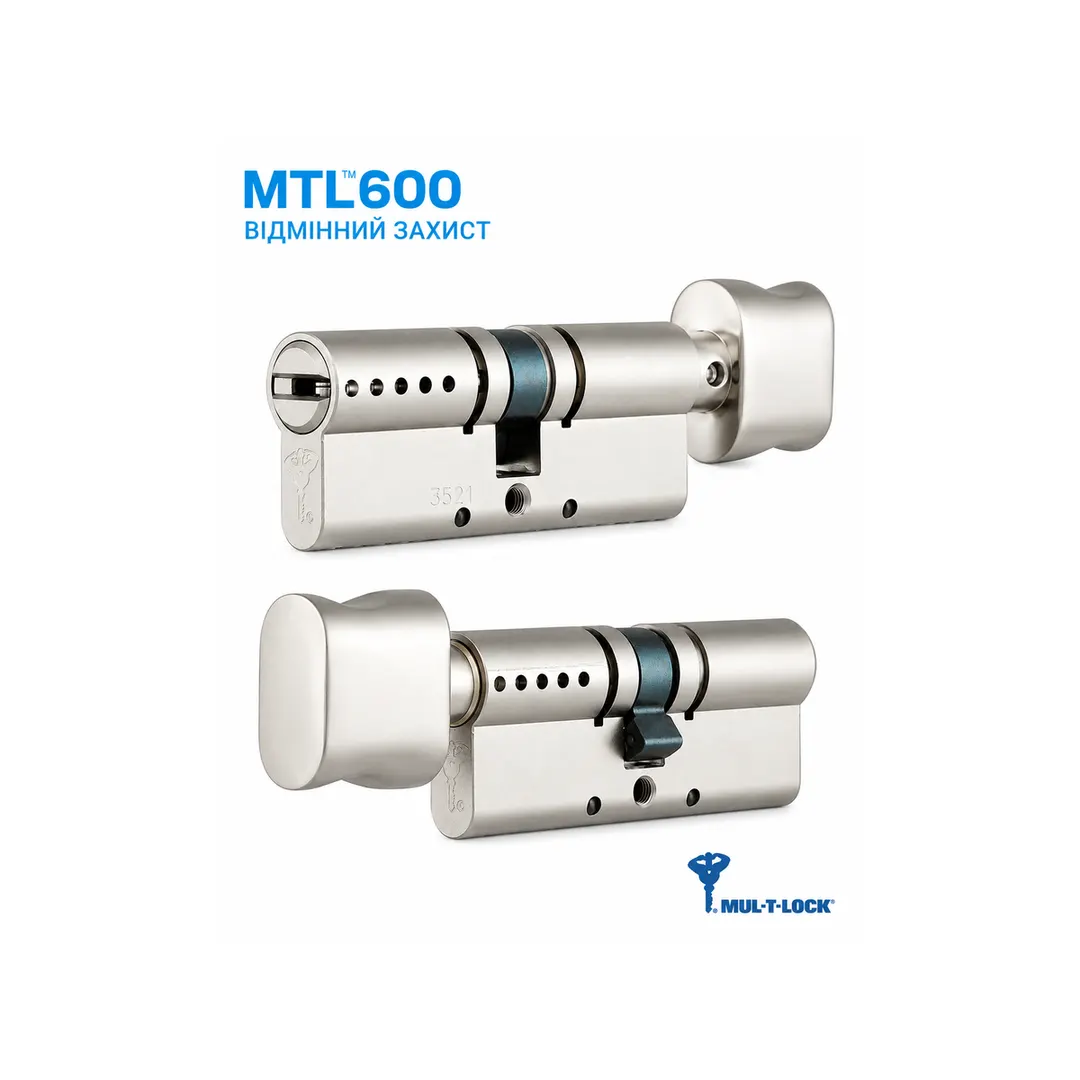 Циліндр MUL-T-LOCK MTL600 XP 76 мм (43×33) з тумблером, матовий хром