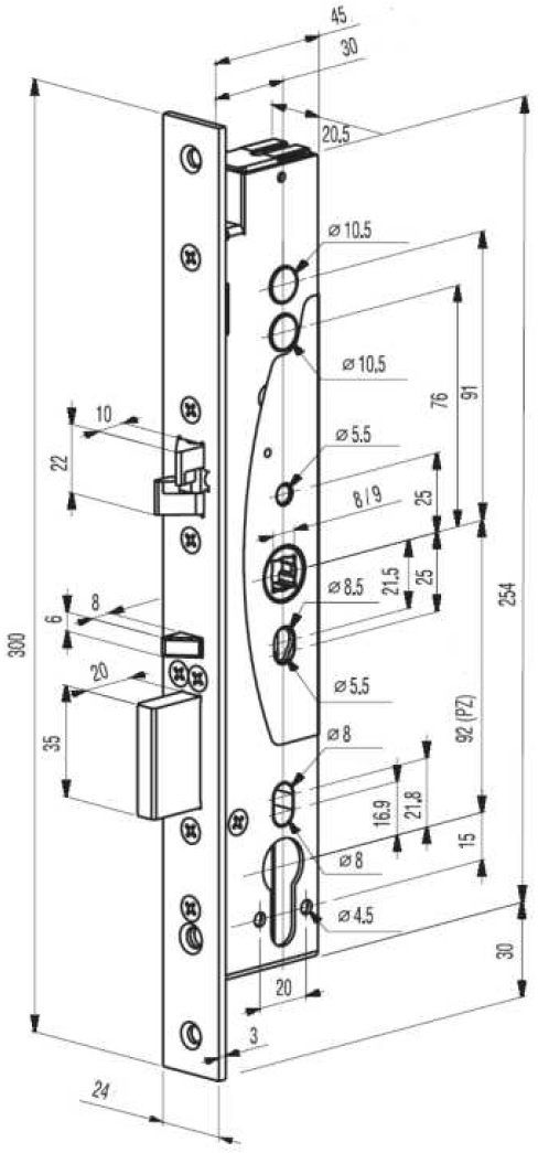 Замок механічний ABLOY врізний EL 060 1 Locking BS30мм 92мм I 8х9мм PANIC FUNCTION EI — фото 11