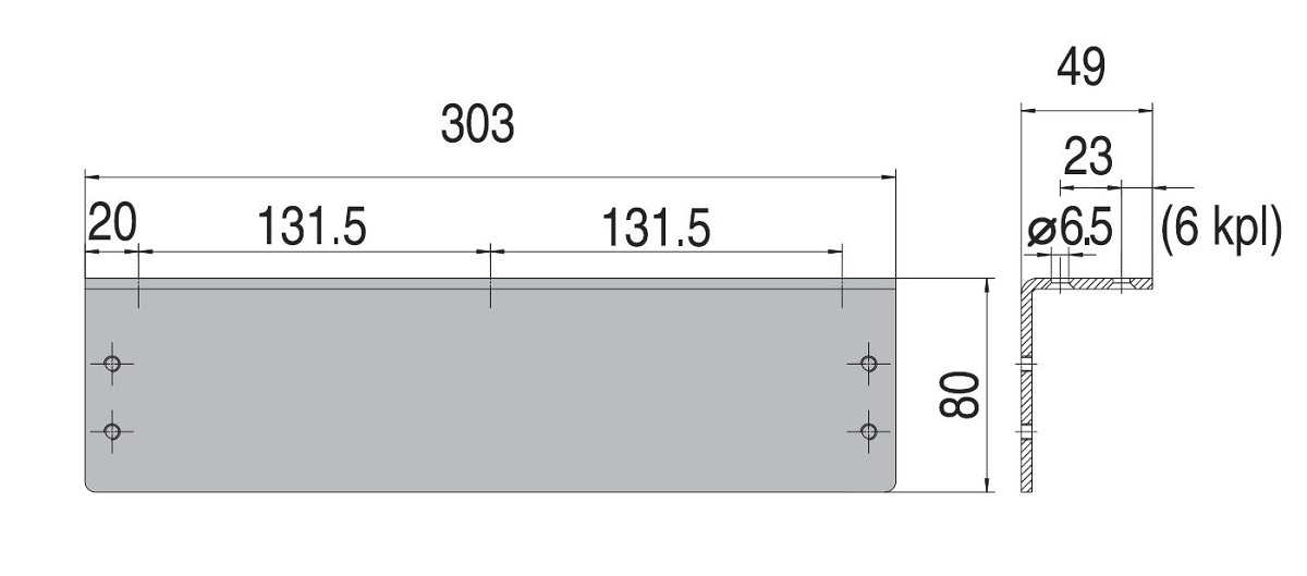 Монтажна пластина ABLOY DC 107 SILVER до серій DC 240 кутова — фото 2