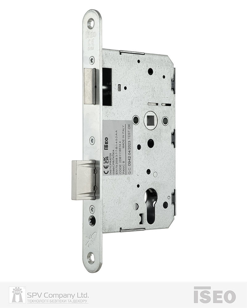 Замок ISEO врізний 2DB1116514.4 1 Locking BS65мм 72мм 9x9мм Zinc RIGHT відкривання назовн, PANIC FUNCTION B — фото 2