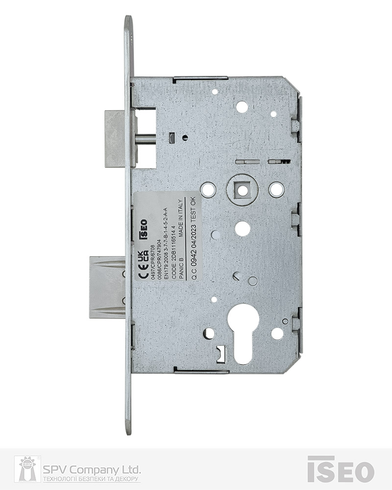 Замок ISEO врізний 2DB1116514.4 1 Locking BS65мм 72мм 9x9мм Zinc RIGHT відкривання назовн, PANIC FUNCTION B — фото 3