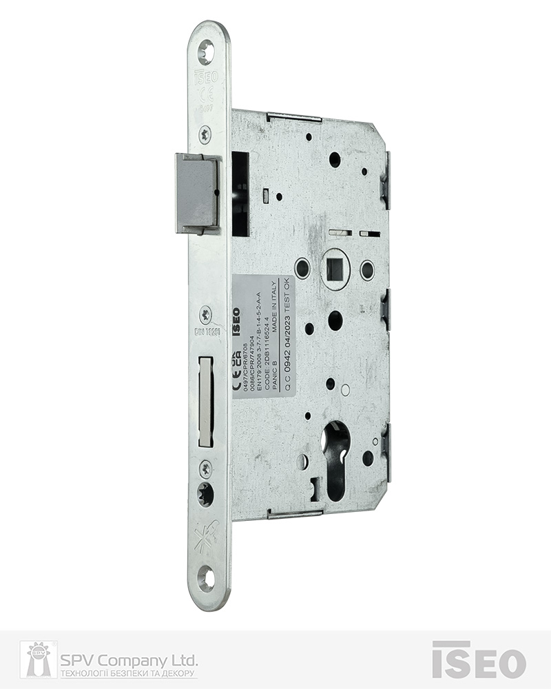 Замок ISEO врізний 2DB1116524.4 1 Locking BS65мм 72мм 9x9мм Zinc LEFT відкривання назовн, PANIC FUNCTION B