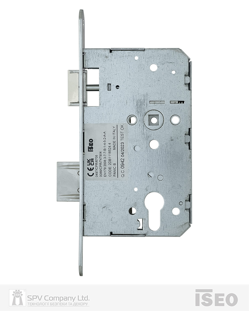 Замок ISEO врізний 2DB1116524.4 1 Locking BS65мм 72мм 9x9мм Zinc LEFT відкривання назовн, PANIC FUNCTION B — фото 3