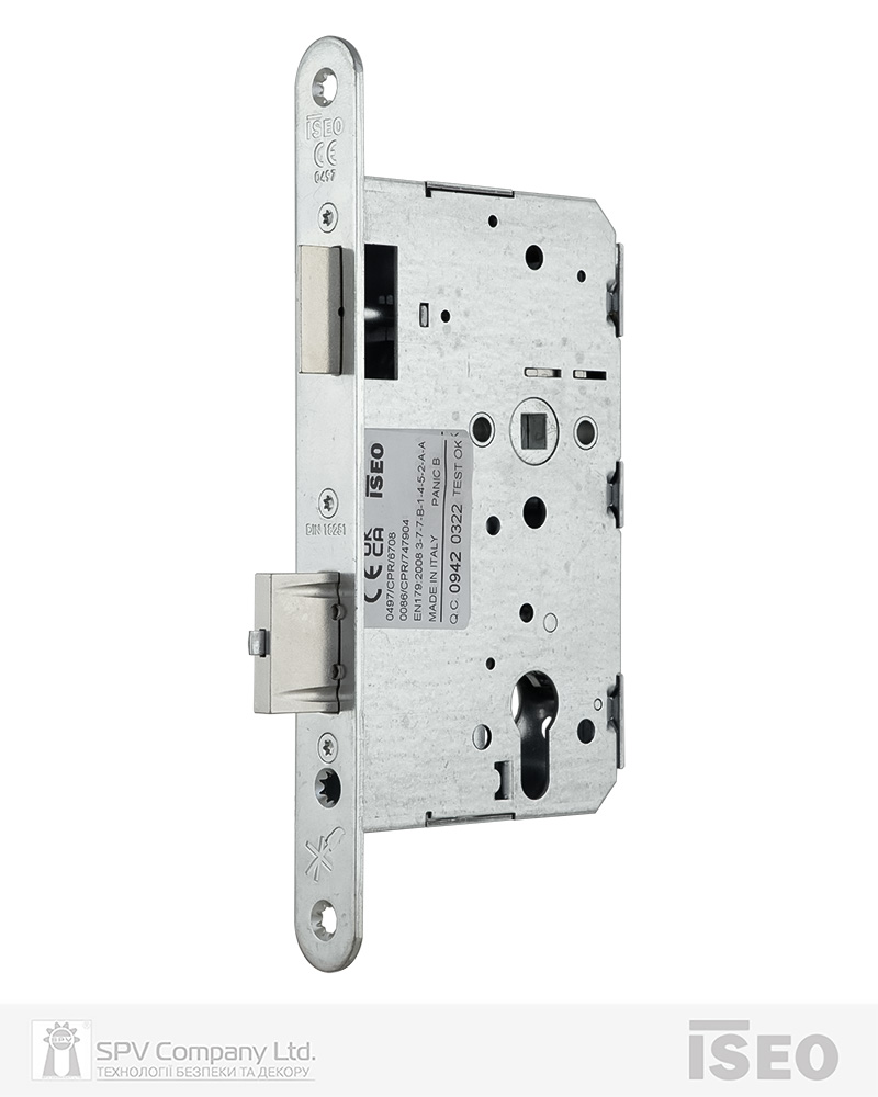 Замок ISEO для активної стулки врізний 2DB1216514.4 1 Locking BS65мм 72мм 9x9мм Zinc RIGHT відкривання назовн, PANIC FUNCTION B — фото 2