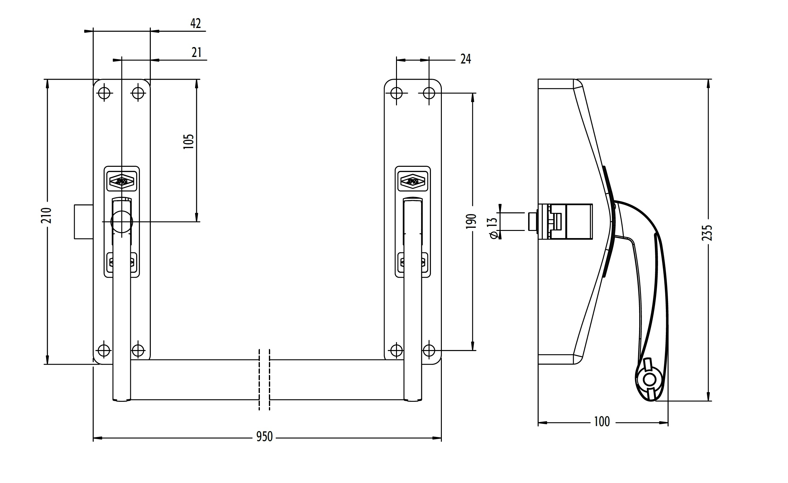 Замок JPM для евакуаційного виходу накладний 890100-01-2-Z 1 Locking P 850мм Cross bar 89 Rim latch — фото 11