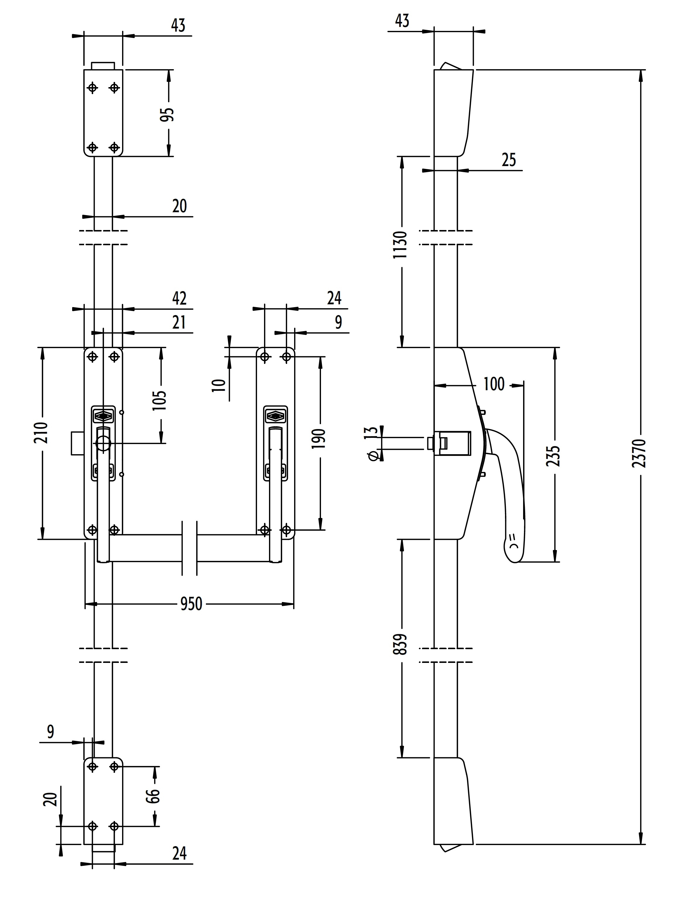 Замок JPM для евакуаційного виходу накладний 890300-01-2-Z 3 Locking P 850мм Cross bar 89 Rim latch — фото 14