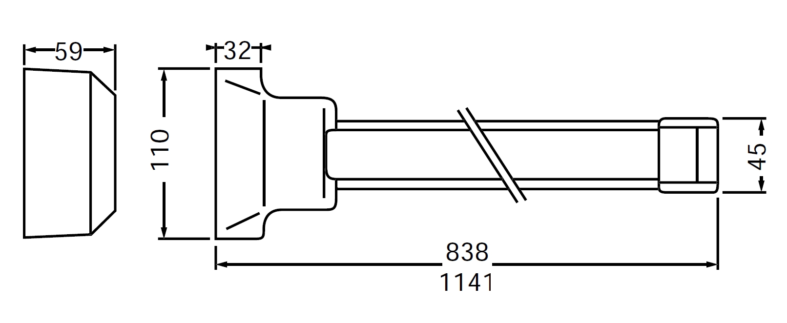 Ручка JPM для евакуаційного виходу врізний 901000-01-0-A 1 Locking PN 900мм 9x9мм Touch bar with mortise lock — фото 11