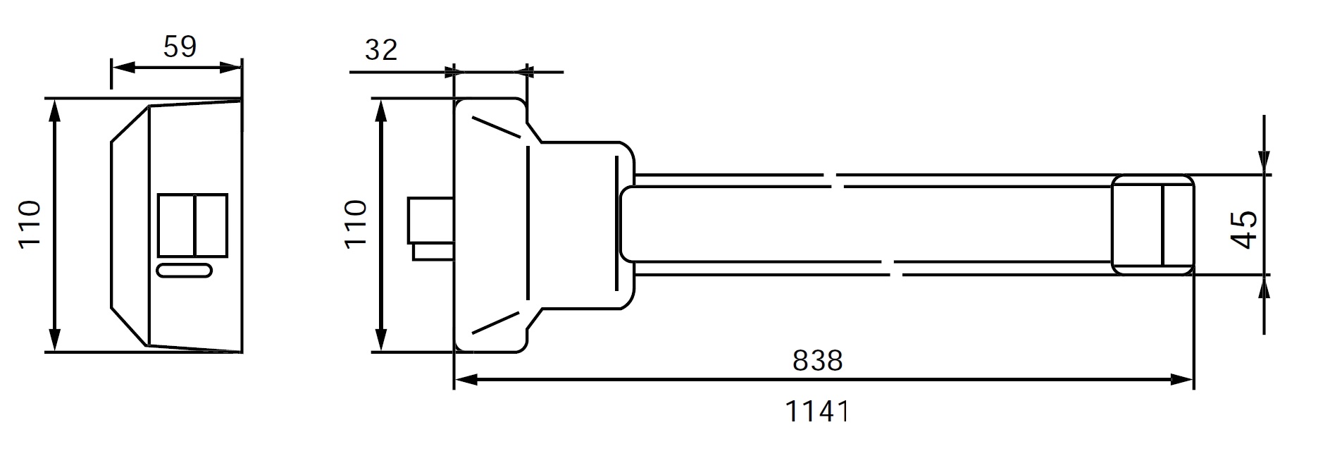 Замок JPM для евакуаційного виходу накладний 910000-10-0-A 1 Locking N 1200мм Touch bar FAP90 Rim latch — фото 10