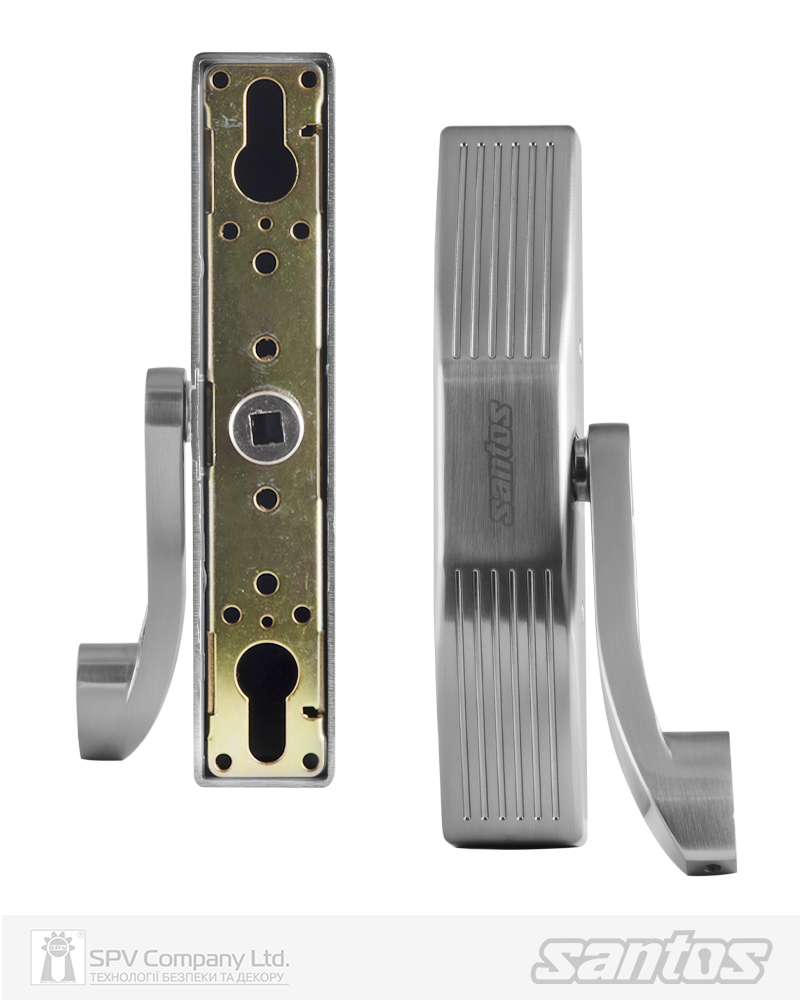Комплект SANTOS для евакуаційного виходу 1300SS-3 1 Locking SATIN NICKEL/STAINLESS STEEL 900мм 9x9мм із замком J530-T та ручкою B002SS mov — фото 4