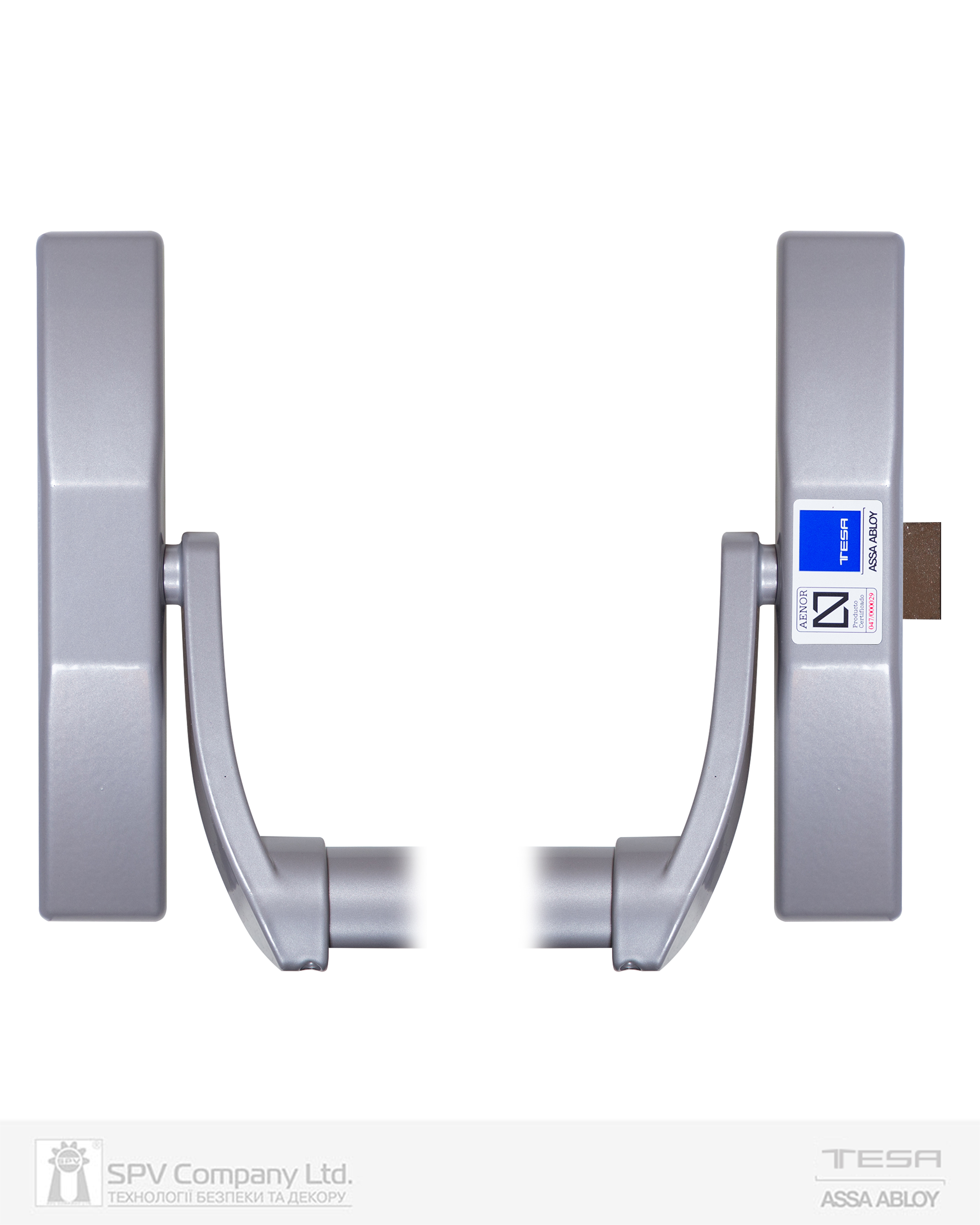 Замок TESA для евакуаційного виходу накладний 1910908 1 Locking PP 900мм 8x8мм P: silver (RAL9006)/P: silver (RAL9006)