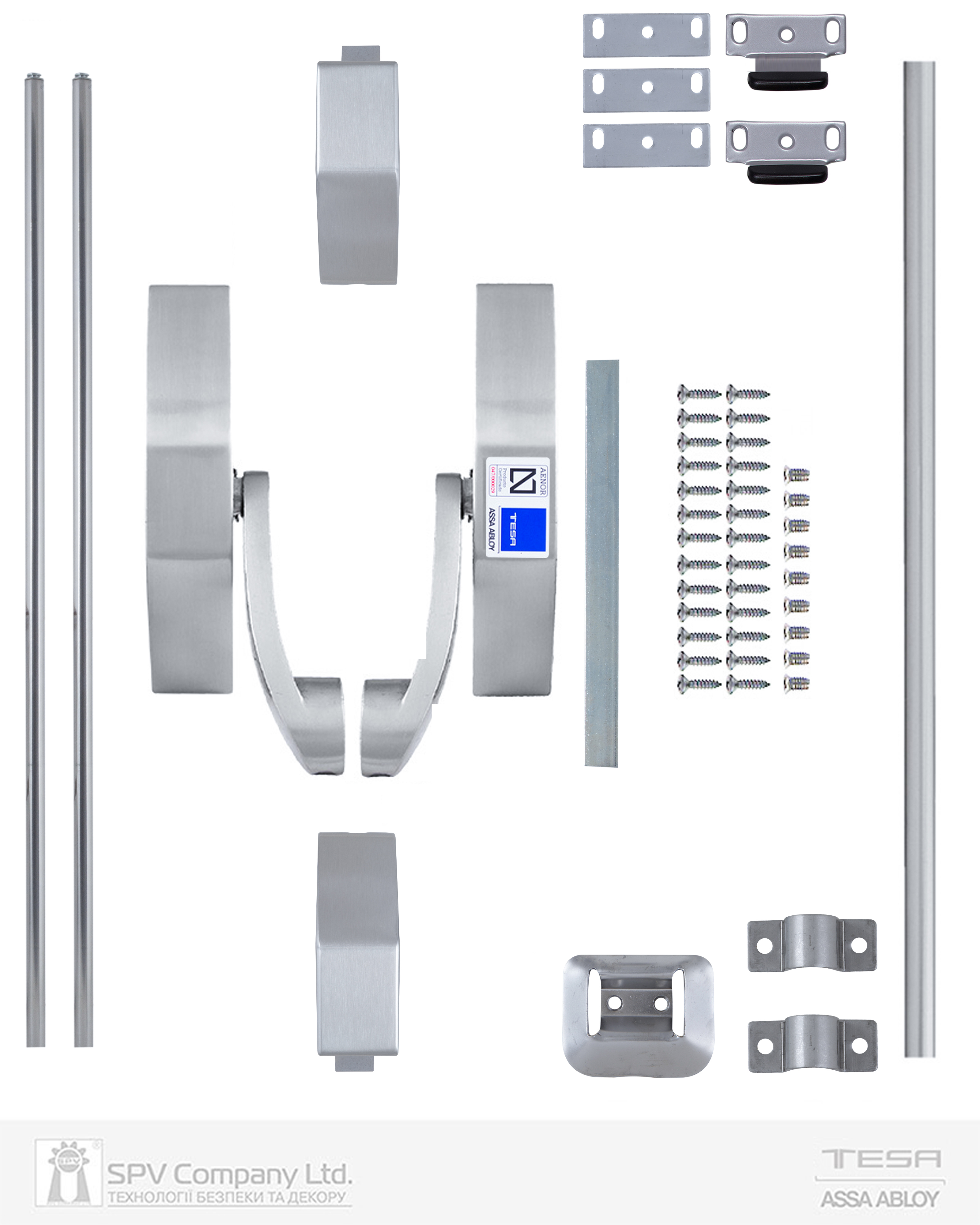 Замок TESA для евакуаційного виходу накладний 1930908 2 Locking II 900мм 8x8мм I: stainless steel/I: stainless steel — фото 10