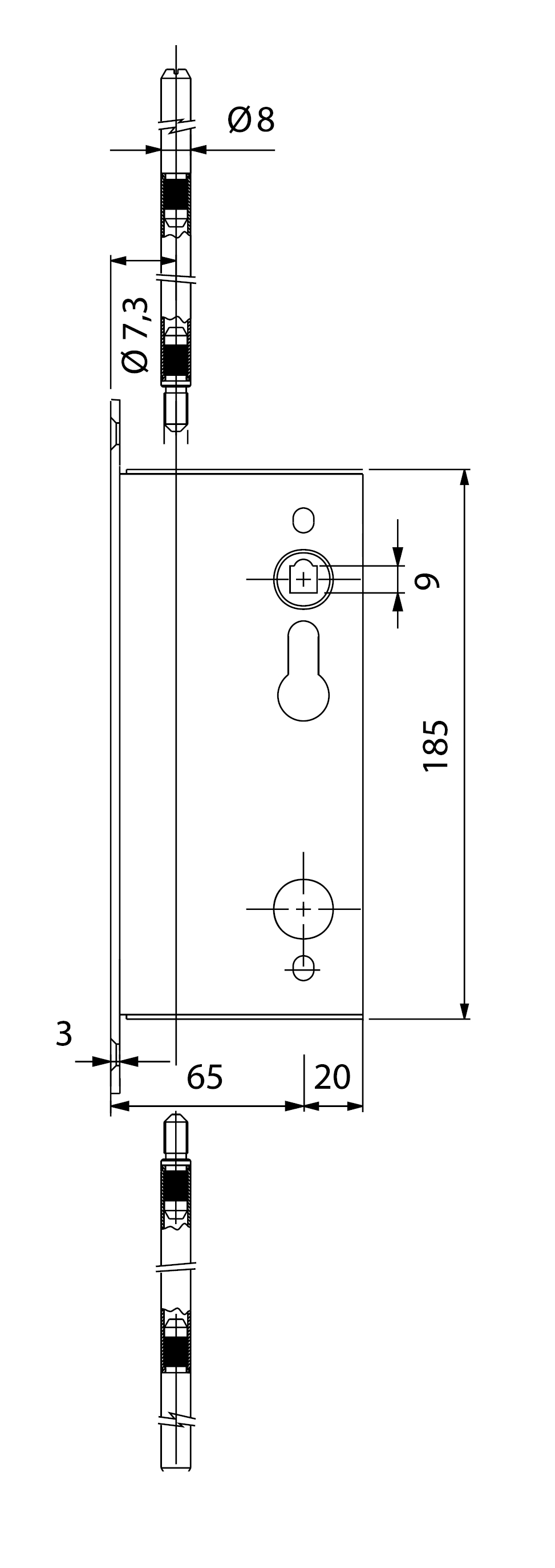 Комплект тяг TESA BARVECF32 (верхня та нижня) до замка CF320SR9Z — фото 7