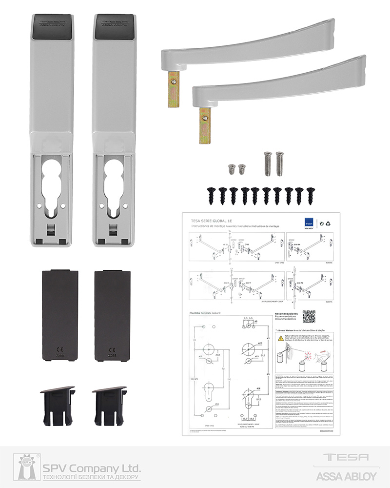 Ручка TESA для евакуаційного виходу врізний GLOBAL1E GG 1200мм 9x9мм G: silver (RAL9006)/G: silver (RAL9006) — фото 5