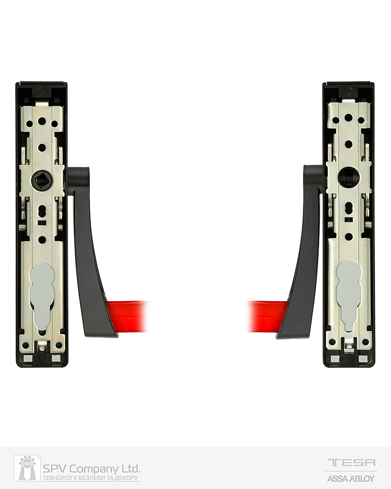 Ручка TESA для евакуаційного виходу врізний GLOBAL1E NR 1200мм 9x9мм N: black (RAL 9005)/ R: red (RAL 3000) — фото 3
