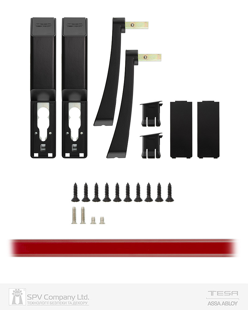 Ручка TESA для евакуаційного виходу врізний GLOBAL1E NR 1200мм 9x9мм N: black (RAL 9005)/ R: red (RAL 3000) — фото 6