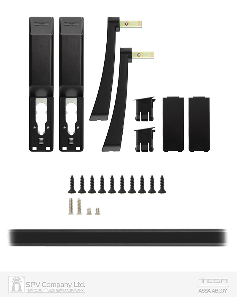 Ручка TESA для евакуаційного виходу врізний GLOBAL1E NN 900мм 9x9мм black (RAL 9005)/ N: black (RAL 9005) — фото 6