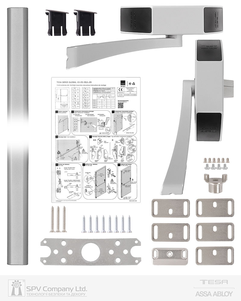 Замок TESA для евакуаційного виходу накладний GLOBAL1S 1 Locking GG 1200мм 8x8мм G: silver (RAL9006)/G: silver (RAL9006) — фото 7