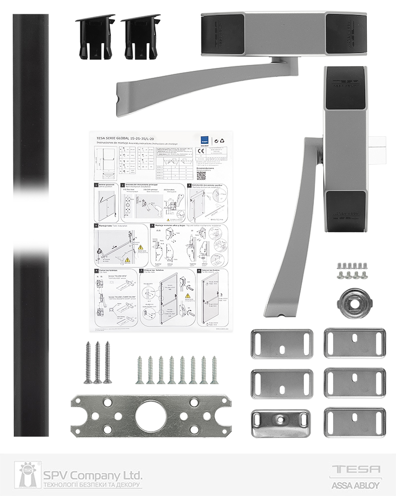 Замок TESA для евакуаційного виходу накладний GLOBAL1S 1 Locking GN 900мм 8x8мм G: silver (RAL9006)/N: black (RAL9005) — фото 6