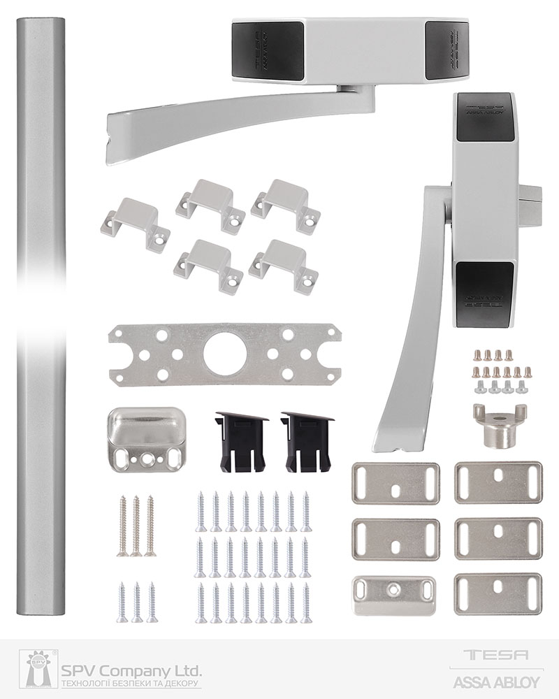 Замок TESA для евакуаційного виходу накладний GLOBAL2S 2 Locking GG 1200мм 8x8мм G: silver (RAL9006)/G: silver (RAL9006) — фото 11