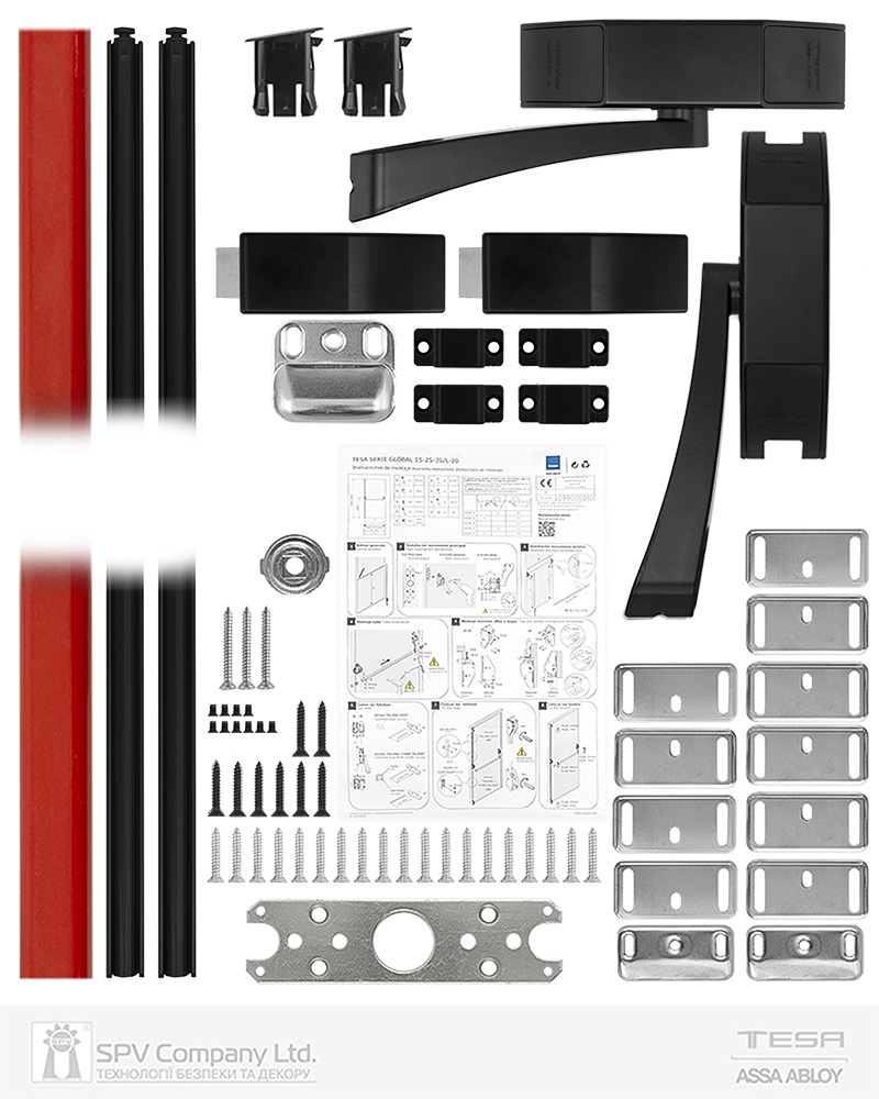 Замок TESA для евакуаційного виходу накладний GLOBAL2S 2 Locking NR 1200мм 8x8мм N: black (RAL 9005)/ R: red (RAL 3000) — фото 12