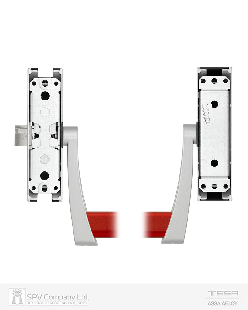 Замок TESA для евакуаційного виходу накладний GLOBAL3L 3 Locking GR 900мм 8x8мм G: silver (RAL9006)/ R: red (RAL 3000) — фото 3