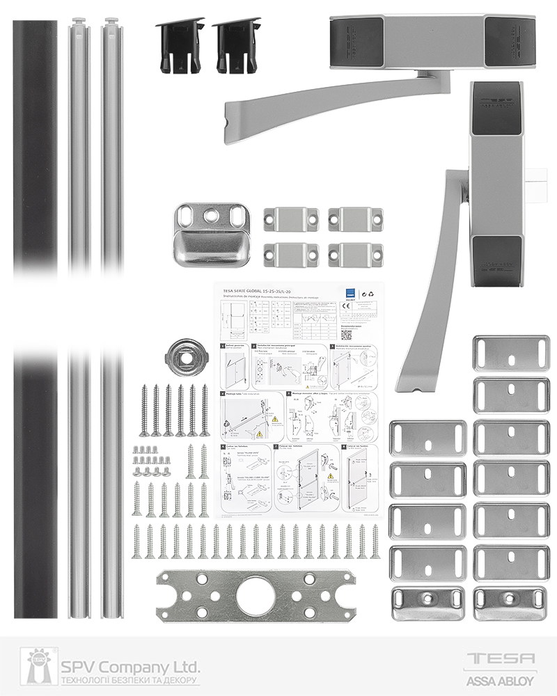 Замок TESA для евакуаційного виходу накладний GLOBAL3S 3 Locking GN 900мм 8x8мм G: silver (RAL9006)/N: black (RAL9005) — фото 6