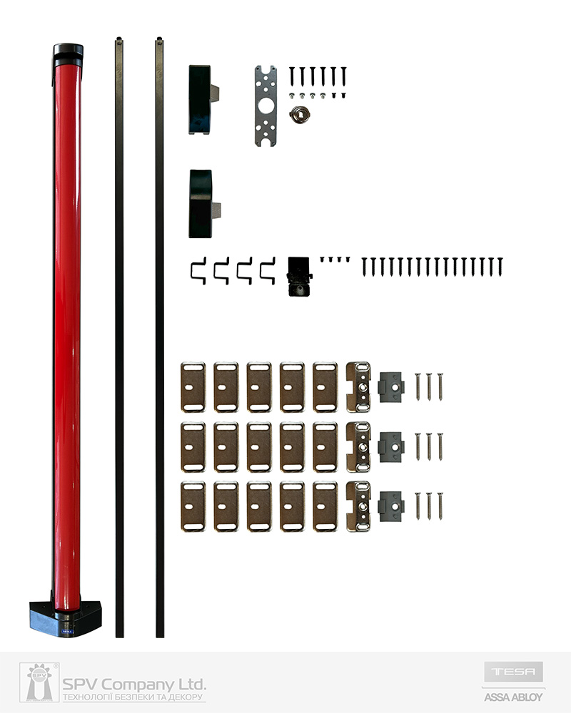 Замок TESA для евакуаційного виходу накладний QUICK3SL 3 Locking NR 1200мм 8x8мм N: black (RAL 9005)/ R: red (RAL 3000) — фото 3