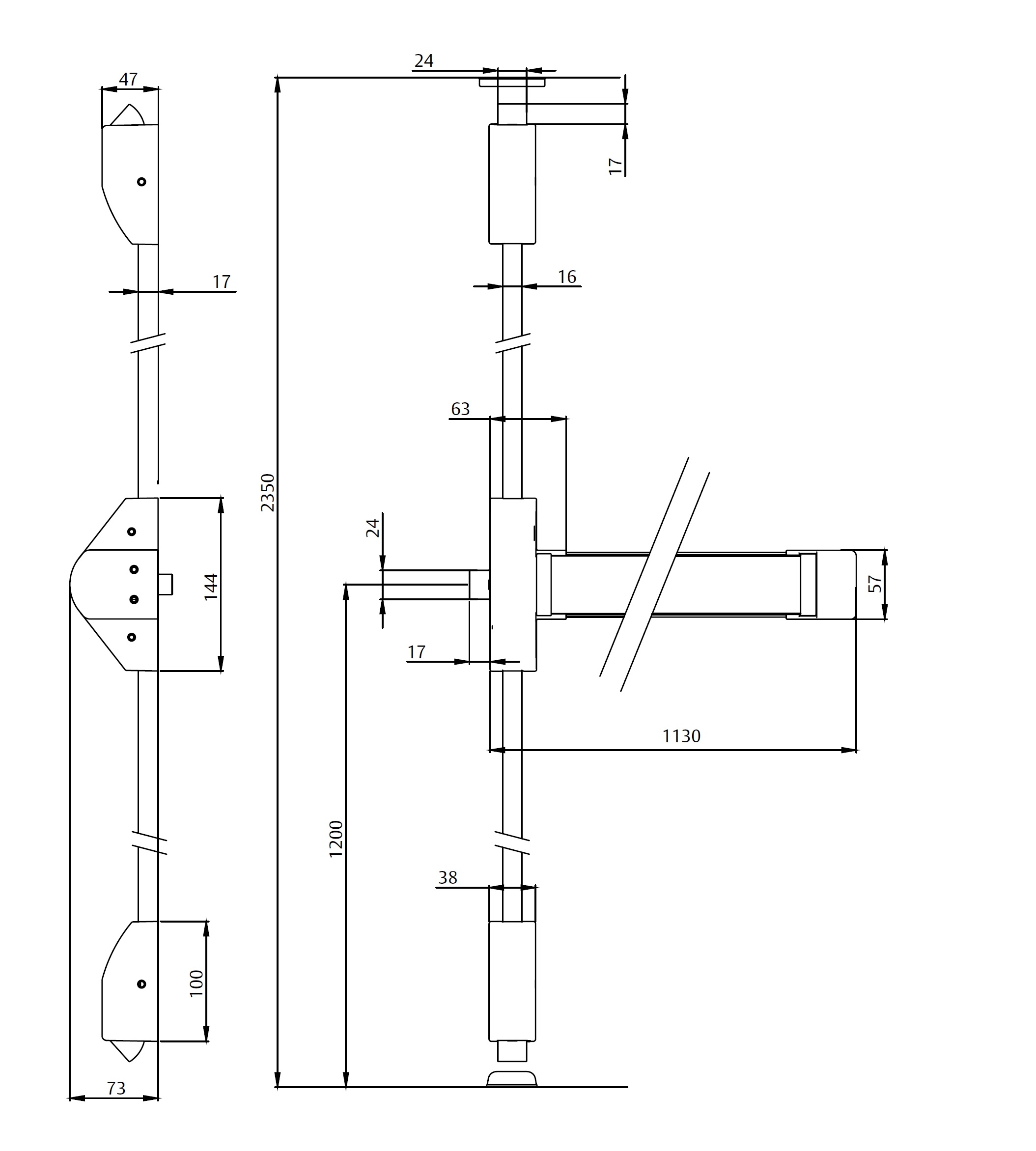 Замок TESA для евакуаційного виходу накладний QUICK3S 3 Locking NR 1200мм 8x8мм N: black (RAL 9005)/ R: red (RAL 3000) — фото 5