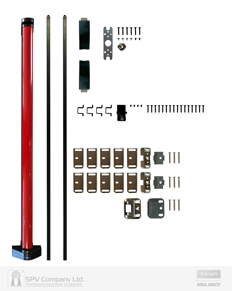 Замок TESA для евакуаційного виходу накладний QUICK3S 3 Locking NR 900мм 8x8мм N: black (RAL 9005)/ R: red (RAL 3000) — фото 2