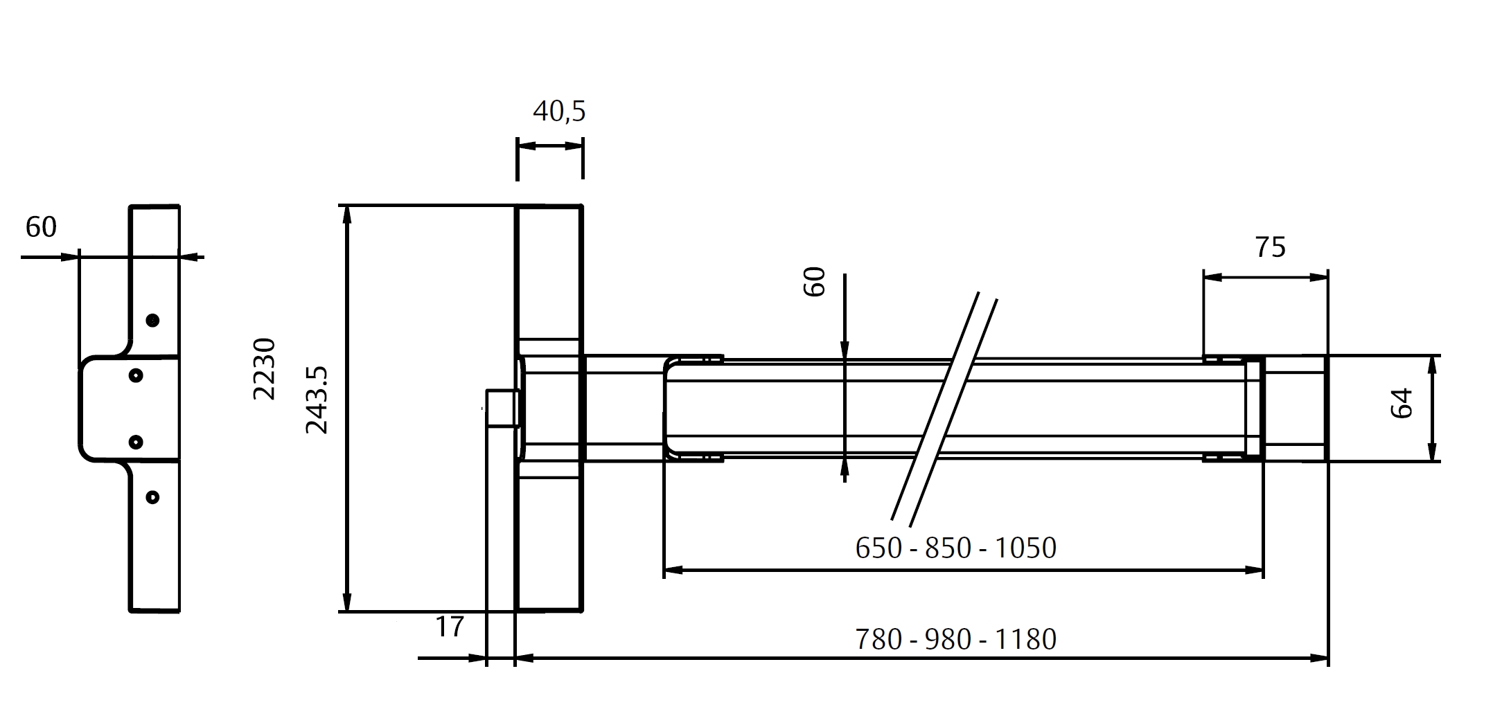 Замок TESA для евакуаційного виходу накладний TOP1S108 1 Locking LG 1000мм 8x8мм G: silver (RAL9006)/L: Lime — фото 5