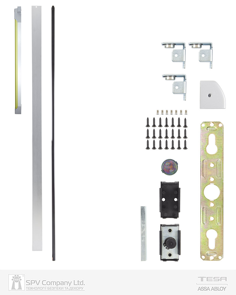 Замок TESA для евакуаційного виходу накладний TOP20108 2 Locking LG 1000мм 8x8мм G: silver (RAL9006)/L: Lime — фото 7